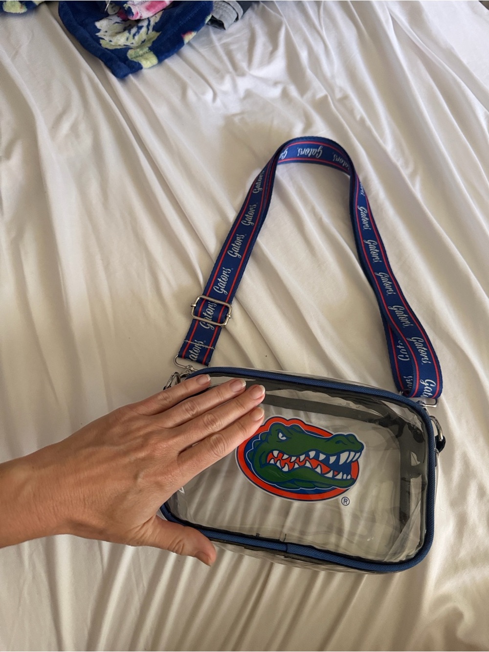 Clear Florida Gators Crossbody Bag with Blue Strap….Stadium approved!! 🧡💙🐊 - Picture 2 of 9